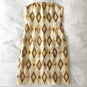 Milly strapless metallic brocade cocktail dress